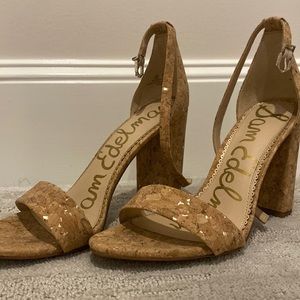 2 FOR 40// Sam Edelman Yaro Block Heels Gold and Cork
